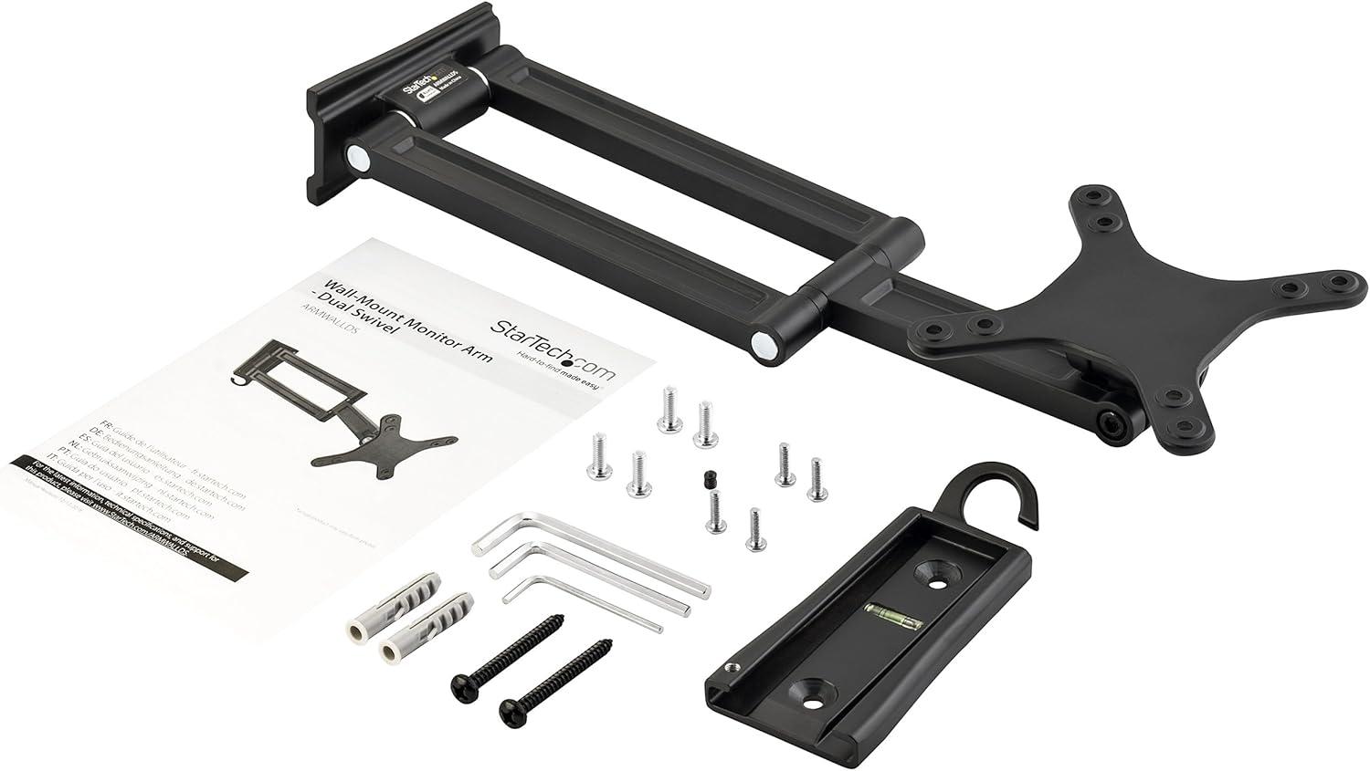 imageStarTechcom Wall Mount Monitor Arm Dual Swivel For VESA Mount Monitors FlatScreen TVs up toBlack