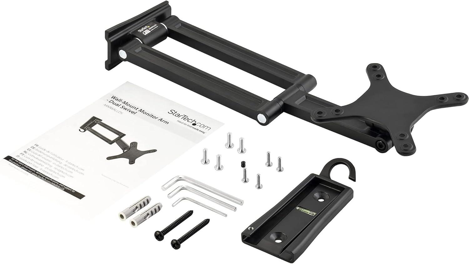 imageStarTechcom Wall Mount Monitor Arm Dual Swivel For VESA Mount Monitors FlatScreen TVs up toBlack