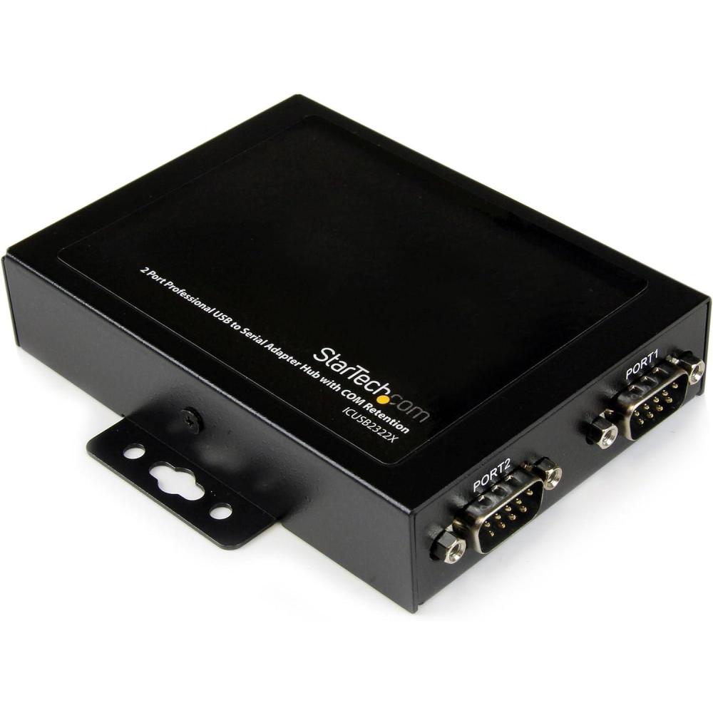 imageStarTechcom USB to Serial Adapter Hub 4 Port Wall Mount COM Port Retention Texas Instruments USB to RS232 Adapter ICUSB2324X BlackIndustrial