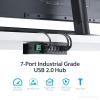 StarTech.com 7-Port USB 2.0 Hub – Metal Industrial USB-A Hub with ESD Protection & 350W Surge Protection – Din Rail, Wall or Desk Mountable – TAA Compliant USB Expander Hub (ST7200USBM)