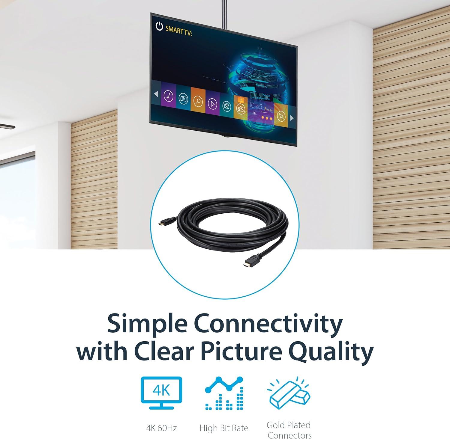 imageStarTechcom 25ft Plenum Rated HDMI Cable 4K High Speed Long HDMI Cord wEthernet 4K30Hz UHD 102 Gbps HDCP 14 in Wall Plenum HDMI 14 Display Cable HDMI to HDMI Computer to TV Cable HDPMM2535 ft  105m