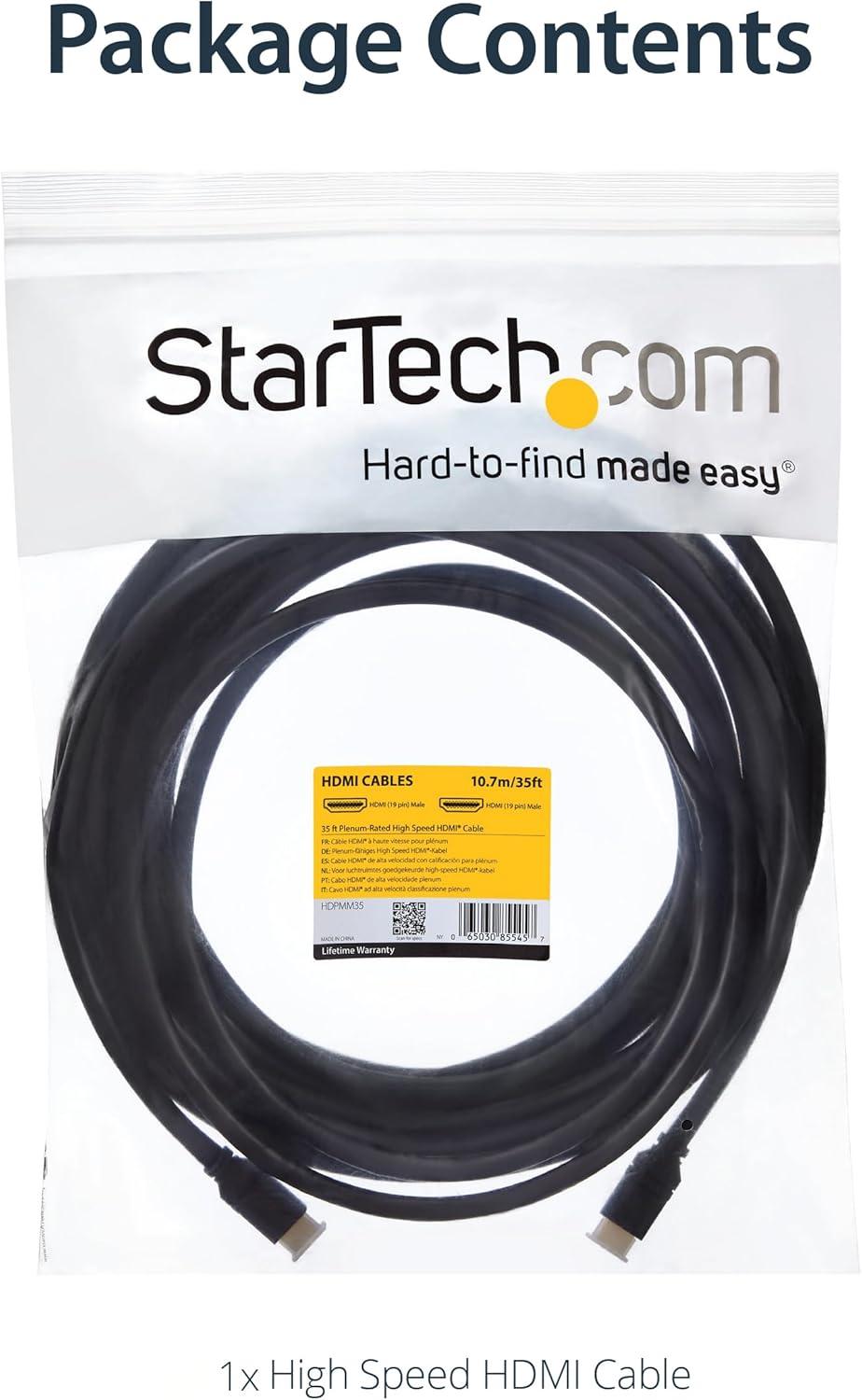 imageStarTechcom 25ft Plenum Rated HDMI Cable 4K High Speed Long HDMI Cord wEthernet 4K30Hz UHD 102 Gbps HDCP 14 in Wall Plenum HDMI 14 Display Cable HDMI to HDMI Computer to TV Cable HDPMM2535 ft  105m