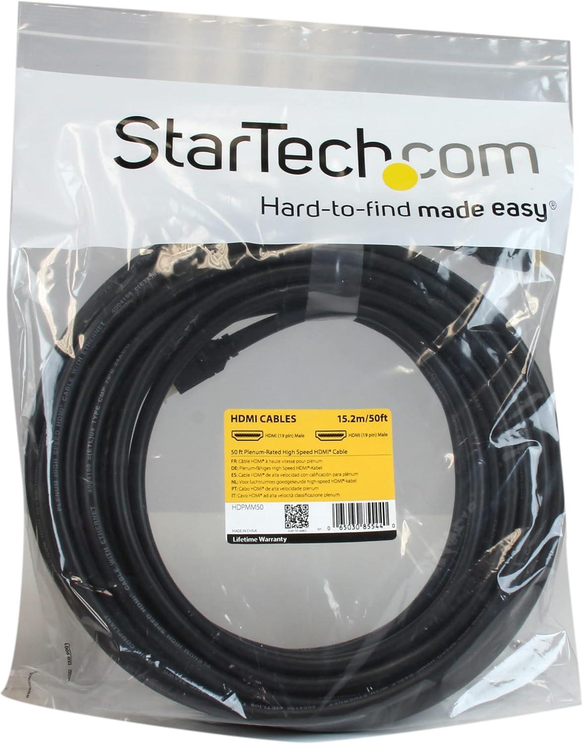 imageStarTechcom 25ft Plenum Rated HDMI Cable 4K High Speed Long HDMI Cord wEthernet 4K30Hz UHD 102 Gbps HDCP 14 in Wall Plenum HDMI 14 Display Cable HDMI to HDMI Computer to TV Cable HDPMM2550 ft  15m