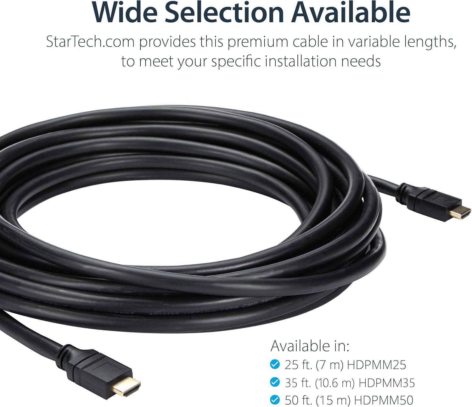 imageStarTechcom 25ft Plenum Rated HDMI Cable 4K High Speed Long HDMI Cord wEthernet 4K30Hz UHD 102 Gbps HDCP 14 in Wall Plenum HDMI 14 Display Cable HDMI to HDMI Computer to TV Cable HDPMM2535 ft  105m