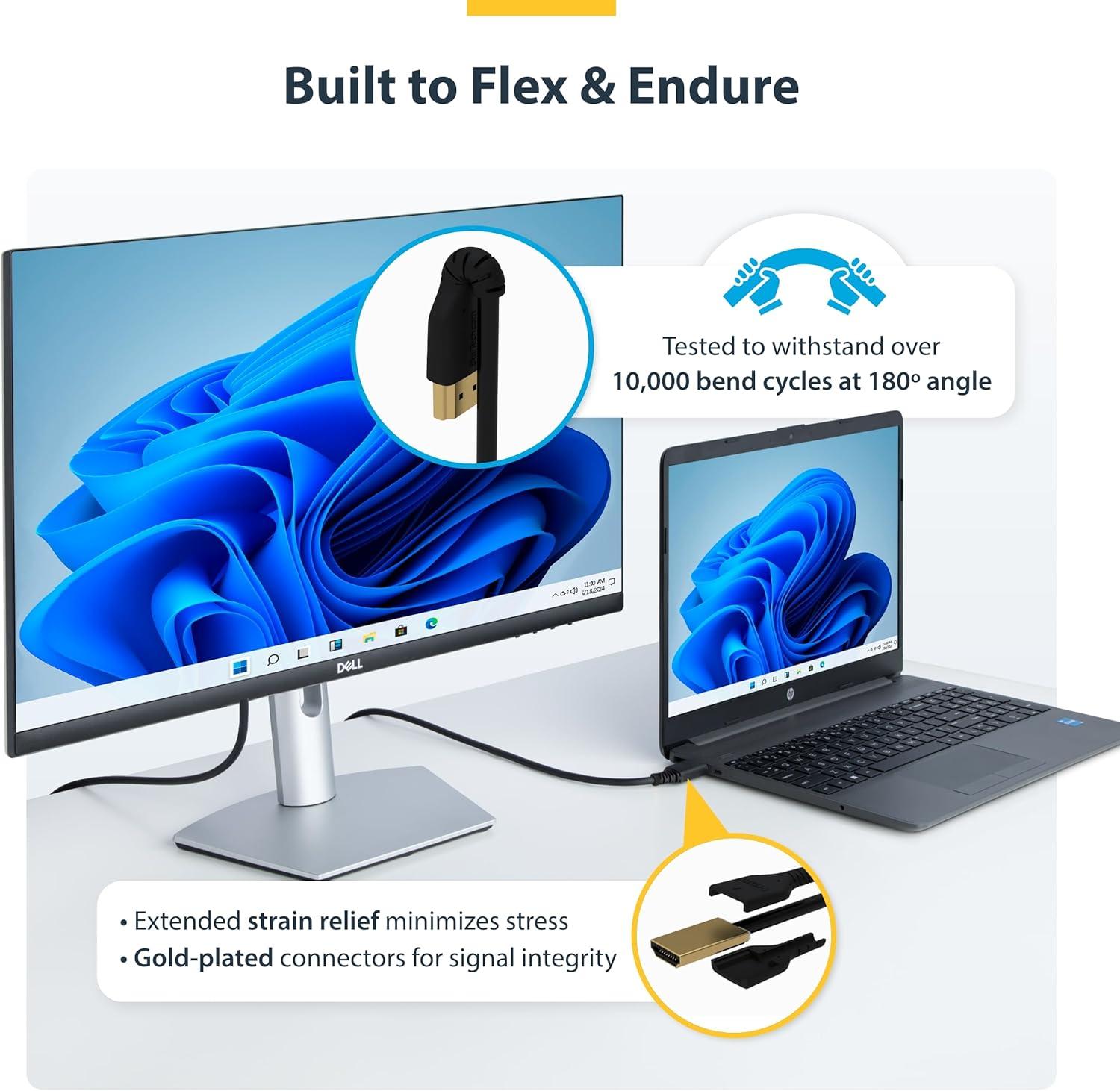 imageStarTechcom 6ft 2m Slim HDMI Cable Flexible Premium HDMI 20 Cord with Ethernet UHD 4K 60Hz HDR10 Durable Aramid Fiber Design with TPE JacketBlack