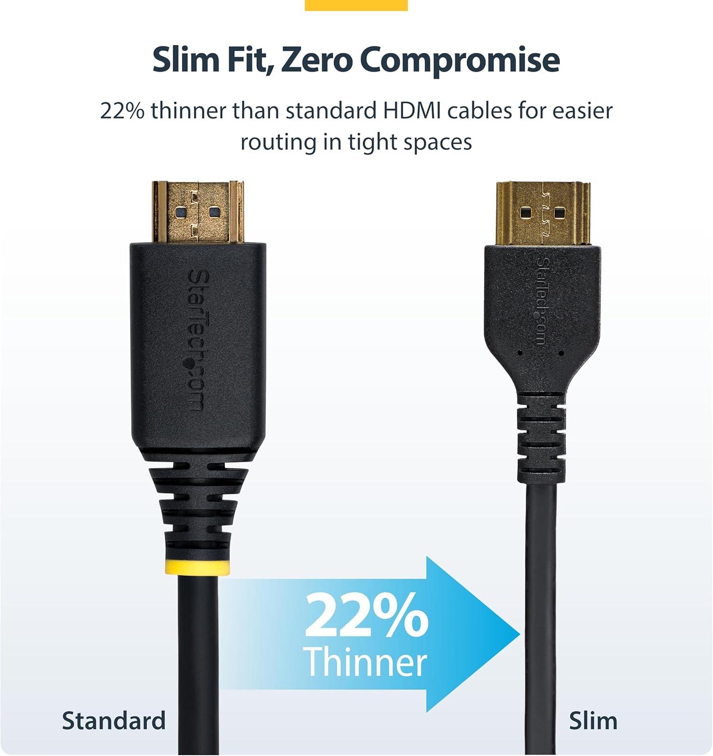 imageStarTechcom 6ft 2m Slim HDMI Cable Flexible Premium HDMI 20 Cord with Ethernet UHD 4K 60Hz HDR10 Durable Aramid Fiber Design with TPE JacketBlack