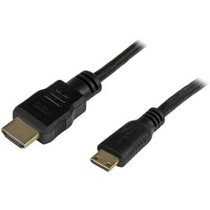 StarTech.com 1 ft High Speed HDMI Cable with Ethernet – HDMI to HDMI Mini- M/M (HDMIACMM1),Black(Standard)
