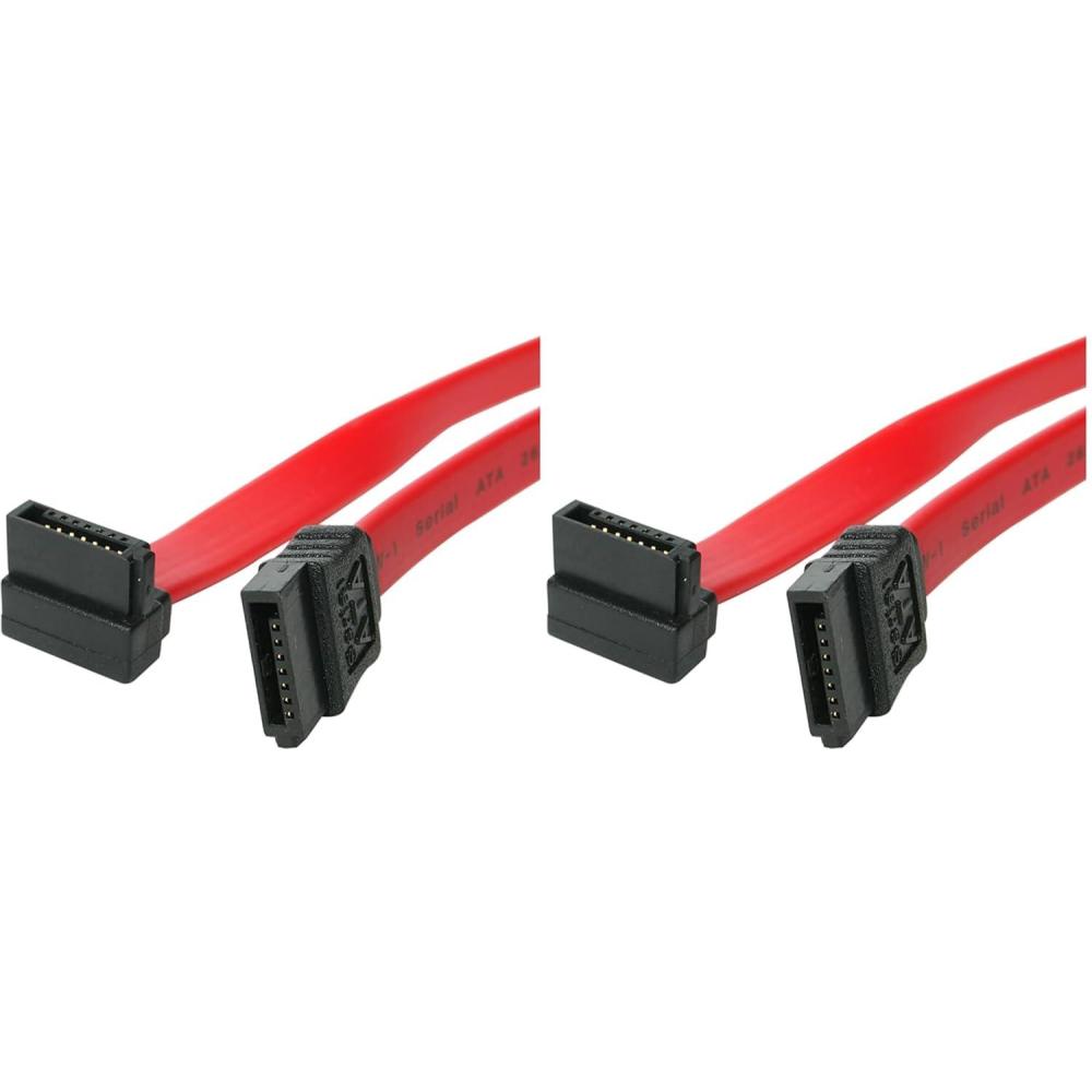 imageStarTechcom 12in SATA to Right Angle SATA Serial ATA Cable SATA12RA11 Count Pack of 2
