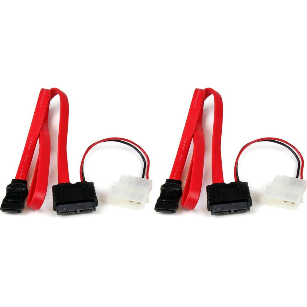 imageStarTechcom 36in Slimline SATA to SATA with LP4 Power Cable Adapter SLSATAF361 Ounce Pack of 2