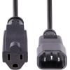 StarTech.com 1ft (0.3m) Power Extension Cord, IEC 320 C14 to NEMA 5-15R, 10A 125V, 18AWG, Black Computer Power Extension Cord, AC Outlet Extension Cable for Network Equipment, UL Listed (PAC100)(3 ft)
