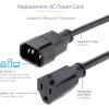 StarTech.com 1ft (0.3m) Power Extension Cord, IEC 320 C14 to NEMA 5-15R, 10A 125V, 18AWG, Black Computer Power Extension Cord, AC Outlet Extension Cable for Network Equipment, UL Listed (PAC100)(1 ft)