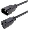 StarTech.com 1ft (0.3m) Power Extension Cord, IEC 320 C14 to NEMA 5-15R, 10A 125V, 18AWG, Black Computer Power Extension Cord, AC Outlet Extension Cable for Network Equipment, UL Listed (PAC100)(1 ft)