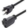StarTech.com 3ft (1m) Power Extension Cord, NEMA 5-15R to NEMA 5-15P Black Extension Cord, 13A 125V, 16AWG, Outlet Extension Power Cable, NEMA 5-15R to NEMA 5-15P AC Power Cord – UL Listed (PAC1013)(10 ft)