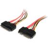 StarTech.com 12in 22 Pin SATA Power and Data Extension Cable – 1ft SATA Data Power Extension – 12 inch SATA Extension (SATA22PEXT), Red