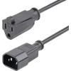 StarTech.com 1ft (0.3m) Power Extension Cord, IEC 320 C14 to NEMA 5-15R, 10A 125V, 18AWG, Black Computer Power Extension Cord, AC Outlet Extension Cable for Network Equipment, UL Listed (PAC100)(1 ft)