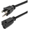 StarTech.com 3ft (1m) Power Extension Cord, NEMA 5-15R to NEMA 5-15P Black Extension Cord, 13A 125V, 16AWG, Outlet Extension Power Cable, NEMA 5-15R to NEMA 5-15P AC Power Cord – UL Listed (PAC1013)(15 ft)