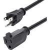 StarTech.com 3ft (1m) Power Extension Cord, NEMA 5-15R to NEMA 5-15P Black Extension Cord, 13A 125V, 16AWG, Outlet Extension Power Cable, NEMA 5-15R to NEMA 5-15P AC Power Cord – UL Listed (PAC1013)(3 ft)
