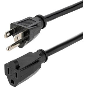 StarTech.com 3ft (1m) Power Extension Cord, NEMA 5-15R to NEMA 5-15P Black Extension Cord, 13A 125V, 16AWG, Outlet Extension Power Cable, NEMA 5-15R to NEMA 5-15P AC Power Cord – UL Listed (PAC1013)(15 ft)