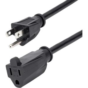 StarTech.com 3ft (1m) Power Extension Cord, NEMA 5-15R to NEMA 5-15P Black Extension Cord, 13A 125V, 16AWG, Outlet Extension Power Cable, NEMA 5-15R to NEMA 5-15P AC Power Cord – UL Listed (PAC1013)(3 ft)