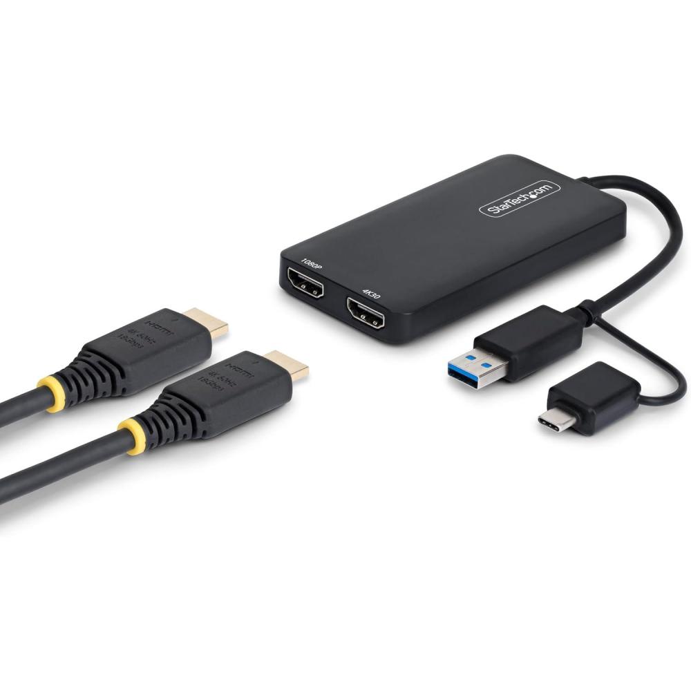 imageStarTechcom Dual Monitor Adapter for M1M2M3M4 macOS Systems Windows ChromeOS Thunderbolt USB 30 or USBC HDMI Splitter Extended Display 4K30 Output 1 ampamp 1080p Output 2 107BUSBHDMI2