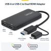 StarTech.com Dual Monitor Adapter for M1/M2/M3/M4 macOS Systems, Windows, ChromeOS. Thunderbolt, USB 3.0 or USB-C HDMI Splitter Extended Display, 4K30 Output 1 & 1080p Output 2, (107B-USB-HDMI-2)