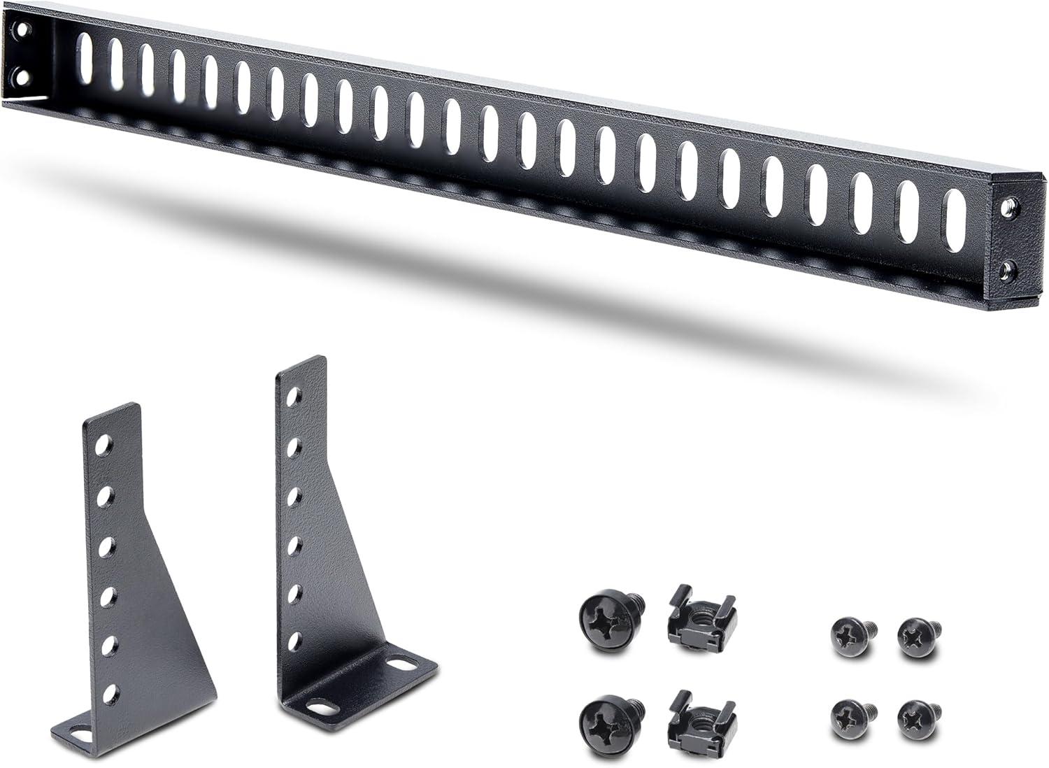 imageStarTechcom 1U Rack Mountable Cable Lacing Bar wAdjustable Depth Cable Support Guide for Organized 19quot RacksCabinets Horizontal Cable Guide for Patch PanelsSwitchesPDUs 12SCableLacingBAR1 Unit