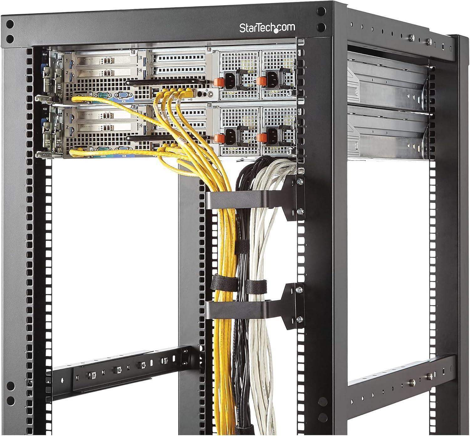 imageStarTechcom 24 x 39in Vertical Cable Management D Ring 15U Metal DRing Hooks Wire Organizer for 2 or 4Post NetworkServer Racks CMHOOKMW Black24 x 39in