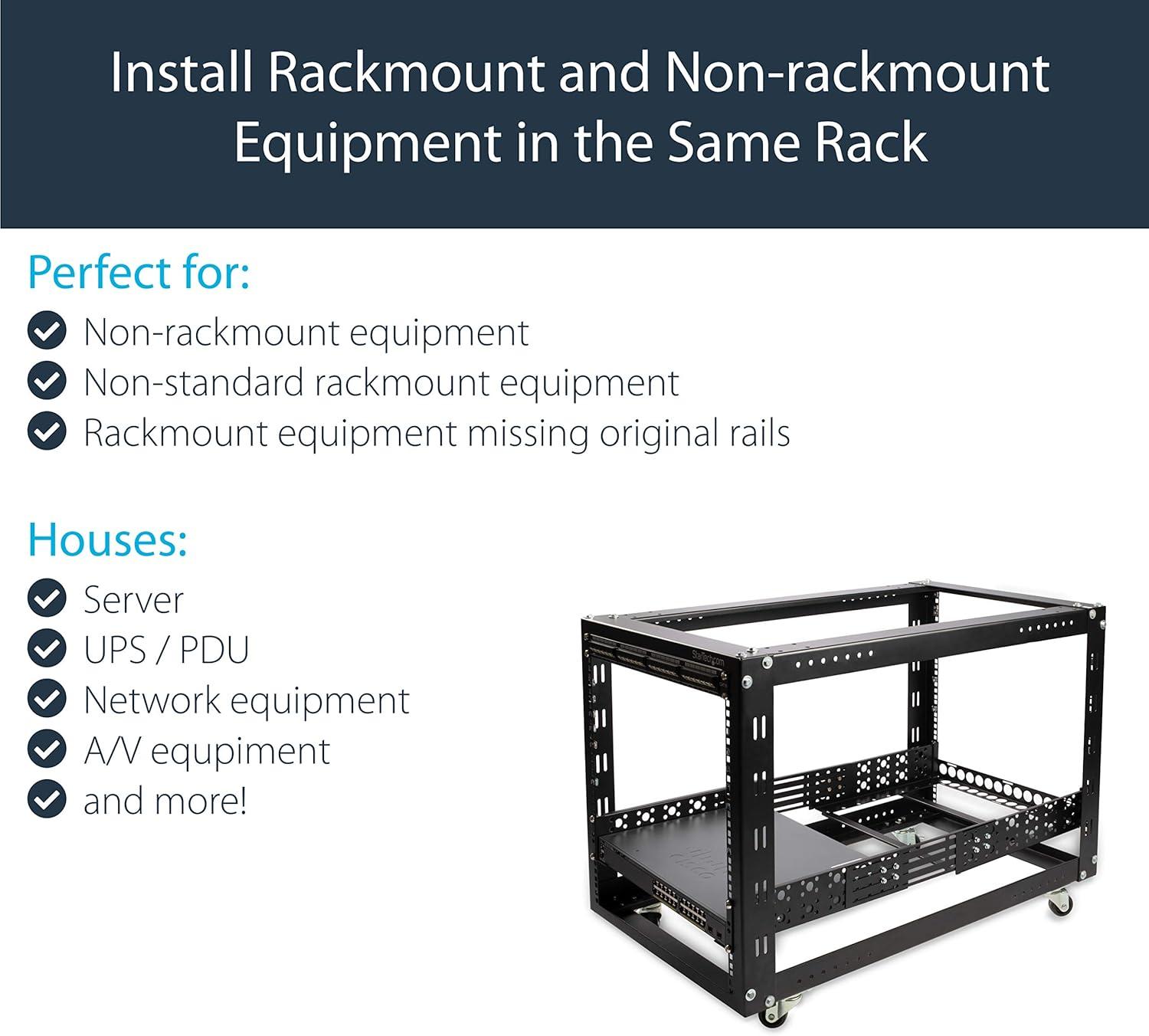 imageStarTechcom 2U Universal Rack Mount Rails for 19in Server Rack Enclosure or Cabinet Adjustable AV Rack Rails UNIRAILS2U