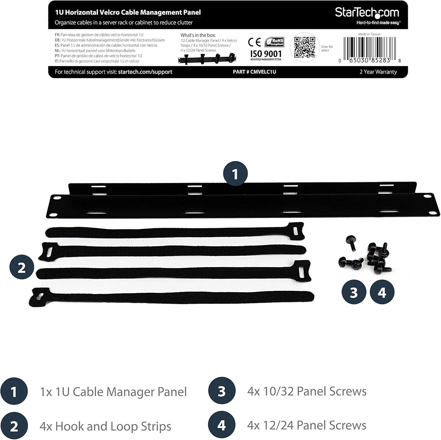 imageStarTechcom Horizontal 1U Server Rack Cable Management Finger Duct w Cover 19quot Network Rack Wire Duct Raceway Panel Slotted Wire Duct CMDUCT1UX1U