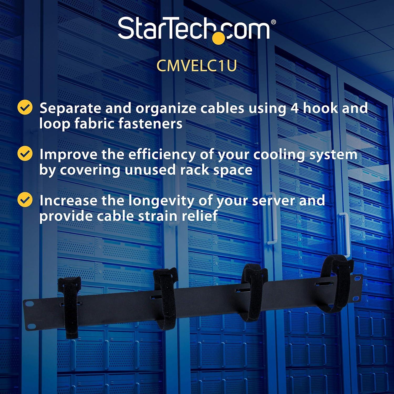 imageStarTechcom Horizontal 1U Server Rack Cable Management Finger Duct w Cover 19quot Network Rack Wire Duct Raceway Panel Slotted Wire Duct CMDUCT1UX1U