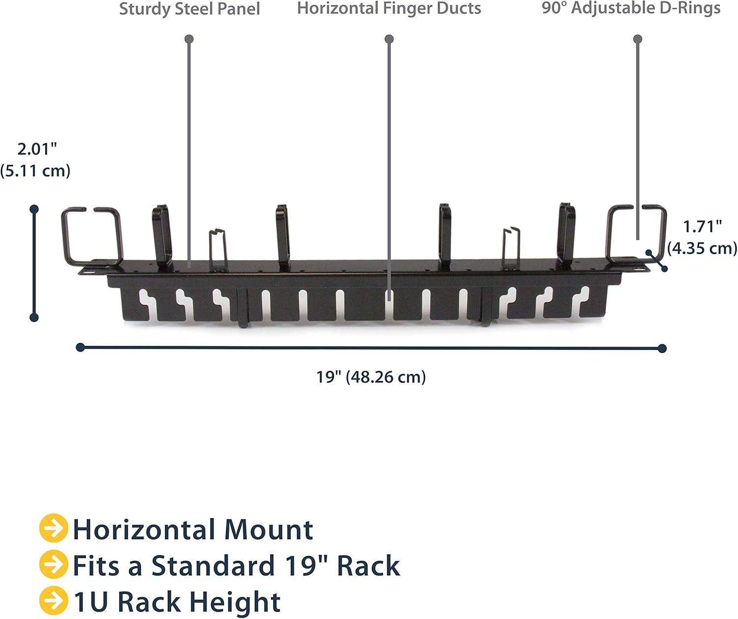 imageStarTechcom Horizontal 1U Server Rack Cable Management Finger Duct w Cover 19quot Network Rack Wire Duct Raceway Panel Slotted Wire Duct CMDUCT1UX1U