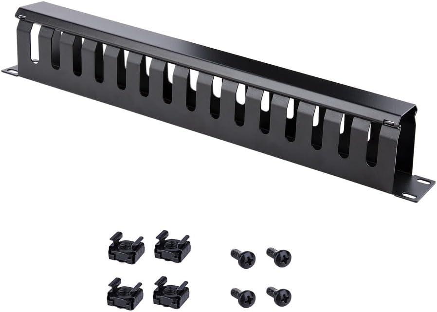 imageStarTechcom Horizontal 1U Server Rack Cable Management Finger Duct w Cover 19quot Network Rack Wire Duct Raceway Panel Slotted Wire Duct CMDUCT1UX1U