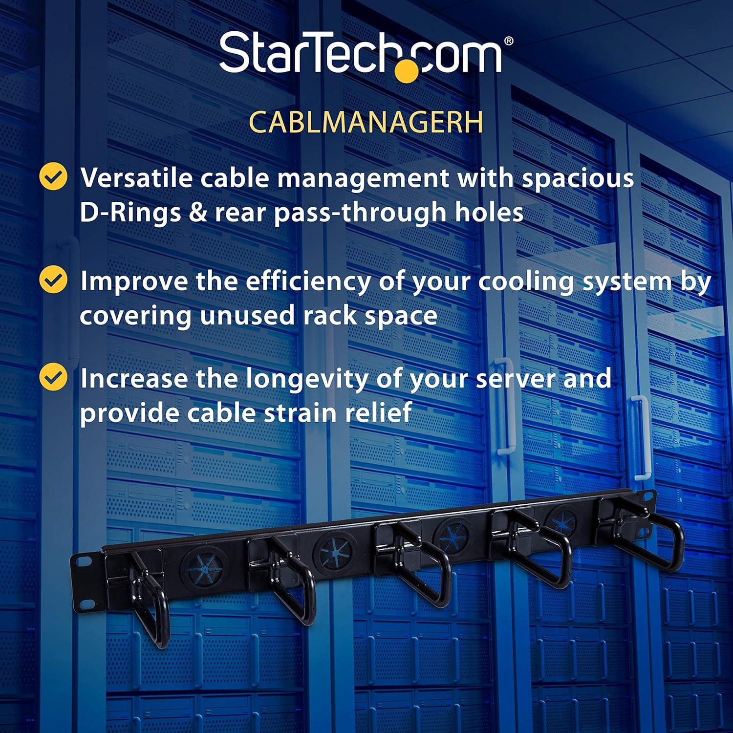 imageStarTechcom Horizontal 1U Server Rack Cable Management Finger Duct w Cover 19quot Network Rack Wire Duct Raceway Panel Slotted Wire Duct CMDUCT1UX1U