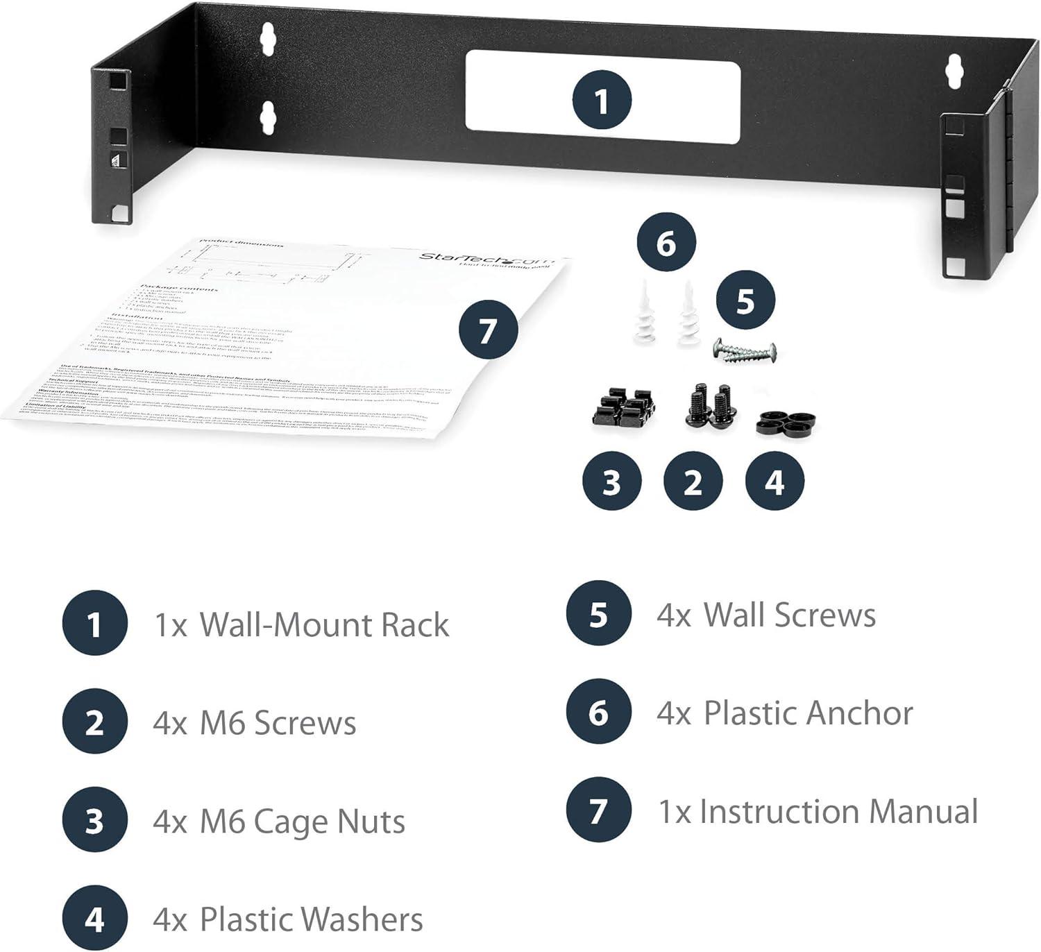 imageStarTechcom 1U Hinged Wall Mount Patch Panel Bracket 6 inch Deep 19quot Patch Panel Swing Rack for Shallow Network Equipment 17lbs2U