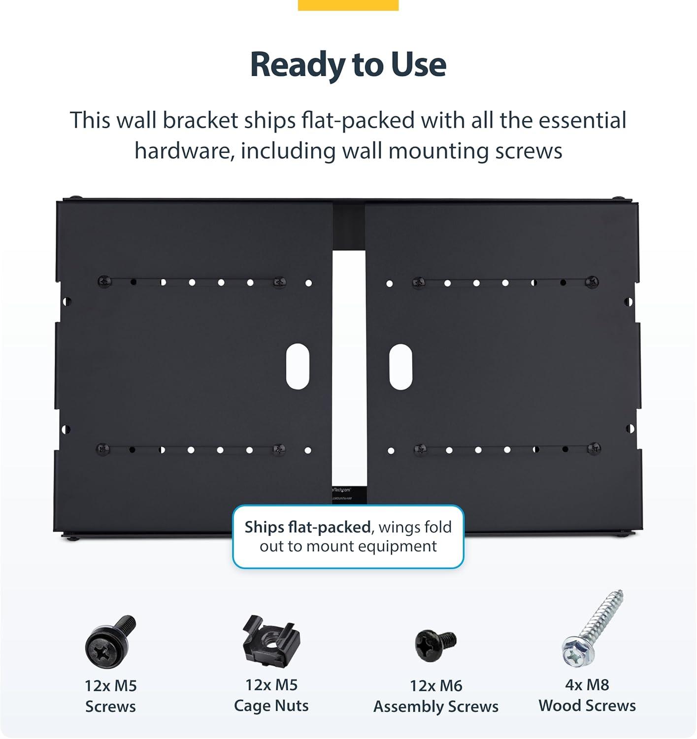 imageStarTechcom 2Post 6U Wall Mounted Rack Adjustable Depth up to 16in for 19inch ServerDataNetworking Equipment Max 88lb6U