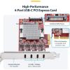 StarTech.com 4-Port USB-C 10Gbps PCIe Card, 4X Independent USB 3.2 Controllers, PCI Express 3.0, Standard Profile, TAA(Standard Profile)