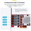 StarTech.com 4-Port USB-C 10Gbps PCIe Card, 4X Independent USB 3.2 Controllers, PCI Express 3.0, Standard Profile, TAA(Standard Profile)