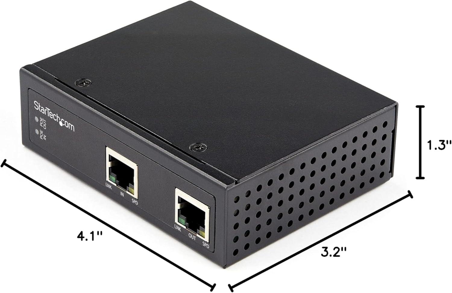 imageStarTechcom Industrial Single Port Gigabit PoE Extender 60W 8023bt PoEPoE PoE 100m 330ft Power Over Ethernet Network Range Extender IP30 40C to 75C TAA