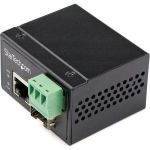 StarTech.com Industrial Fiber to Ethernet Media Converter – 100Mbps SFP to RJ45/Cat6 – Singlemode/Multimode Optical Fiber to Copper Network – 12-56V DC – IP-30/ -40 to +75C, TAA (IMC100MSFP)