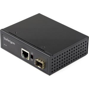 StarTech.com Industrial Fiber to Ethernet Media Converter – 10/100/1000 Mbps SFP to RJ45/Cat6 – Singlemode/Multimode Optical Fiber to Copper Gigabit Network – 12-56V DC – IP-30/ -40 to +75C, TAA