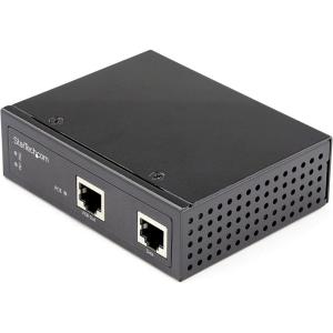 StarTech.com Industrial Gigabit Ethernet PoE Injector – 30W 802.3at PoE+ Midspan 48V-56VDC DIN Rail Power Over Ethernet Injector Adapter – -40C to +75C Cameras/Sensors/WiFi Access, TAA (POEINJ30W)(90W)