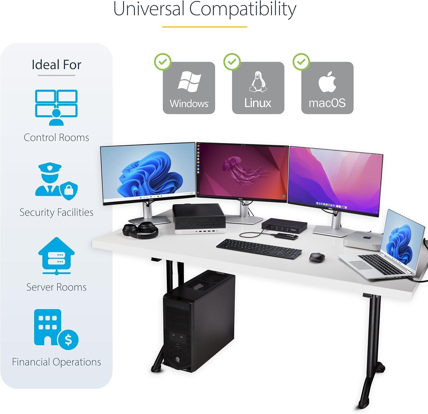 imageStarTechcom 4Port KM Switch with Mouse Switching USB 30 Switcher KeyboardMouse Sharing 35mmUSB Audio TAA Compliant