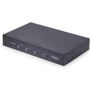 StarTech.com 4-Port KM Switch with Mouse Switching, USB 3.0 Switcher, Keyboard/Mouse Sharing, 3.5mm/USB Audio, TAA Compliant