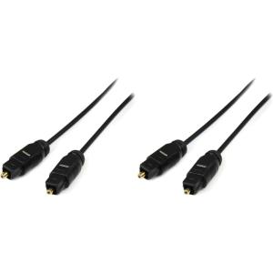 StarTech.com 15 ft Thin Toslink Digital Optical SPDIF Audio Cable – 15ft / 15 Feet Optical Audio Cable (THINTOS15),Black(10 ft Pack of 2)
