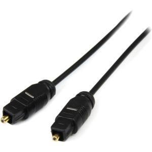 StarTech.com 15 ft Thin Toslink Digital Optical SPDIF Audio Cable – 15ft / 15 Feet Optical Audio Cable (THINTOS15),Black(3 ft)