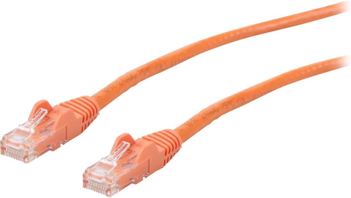 imageStarTechcom 15ft CAT6 Ethernet Cable Black CAT 6 Gigabit Ethernet Wire 650MHz 100W PoE RJ45 UTP NetworkPatch Cord Snagless wStrain Relief Fluke TestedWiring is UL CertifiedTIA N6PATCH15BKOrange