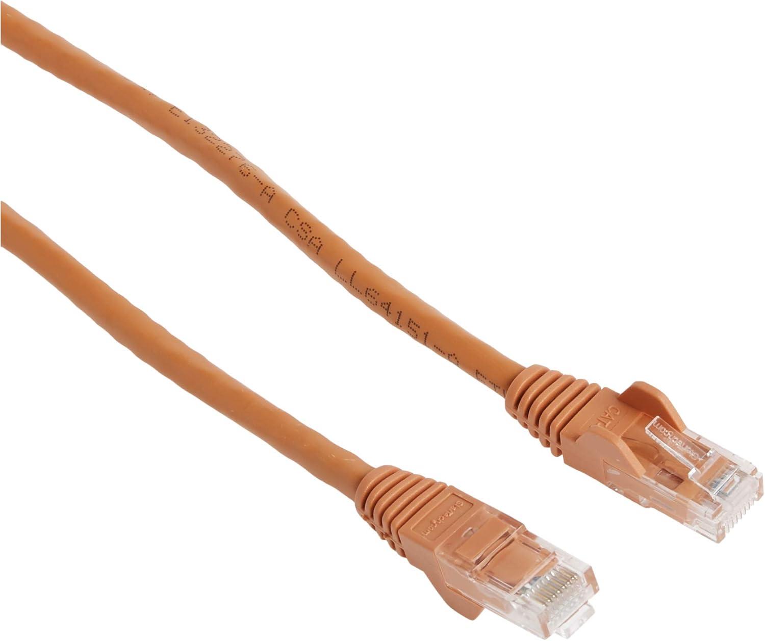 imageStarTechcom 15ft CAT6 Ethernet Cable Black CAT 6 Gigabit Ethernet Wire 650MHz 100W PoE RJ45 UTP NetworkPatch Cord Snagless wStrain Relief Fluke TestedWiring is UL CertifiedTIA N6PATCH15BKOrange