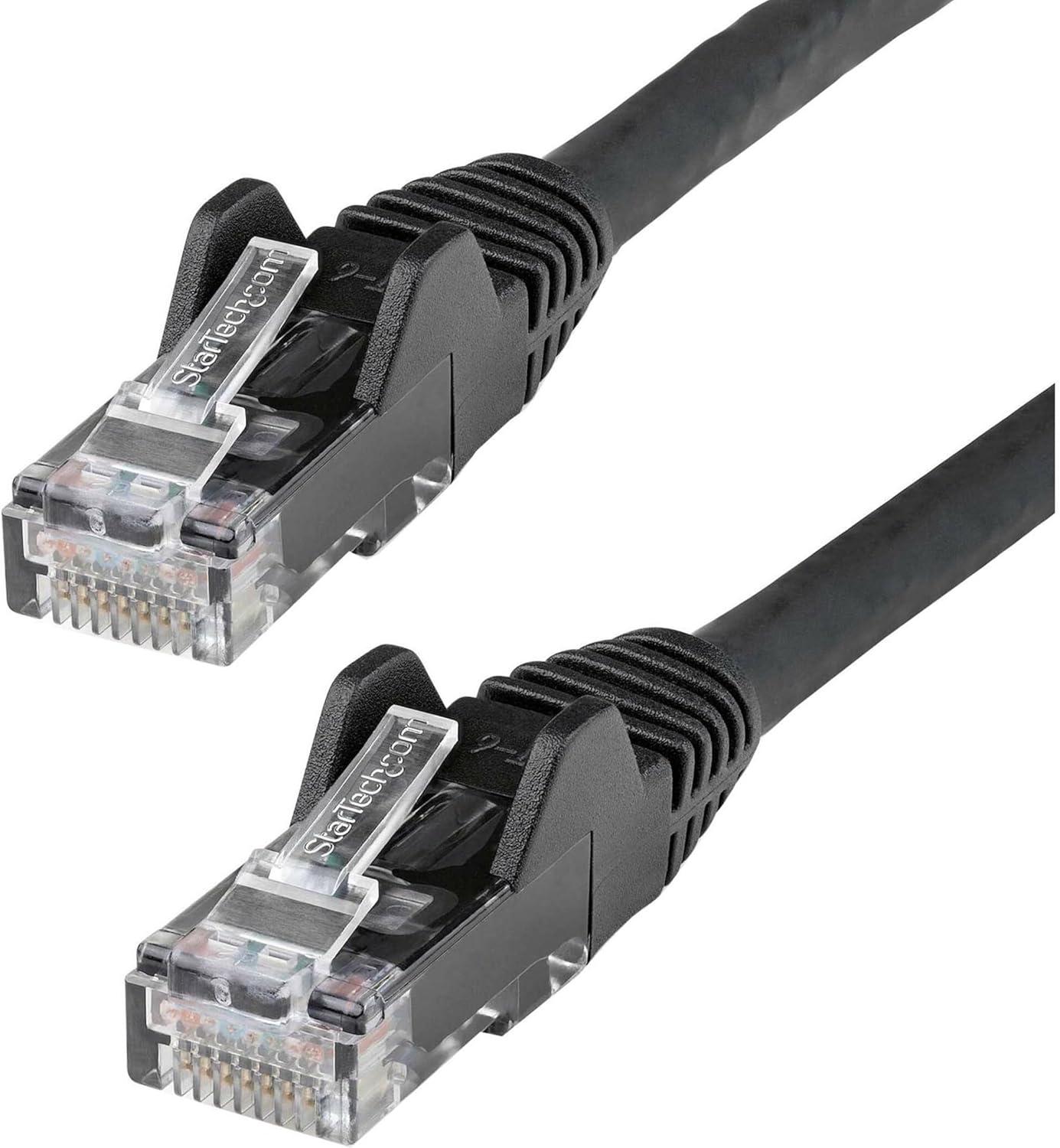 imageStarTechcom 15ft CAT6 Ethernet Cable Black CAT 6 Gigabit Ethernet Wire 650MHz 100W PoE RJ45 UTP NetworkPatch Cord Snagless wStrain Relief Fluke TestedWiring is UL CertifiedTIA N6PATCH15BKBlack
