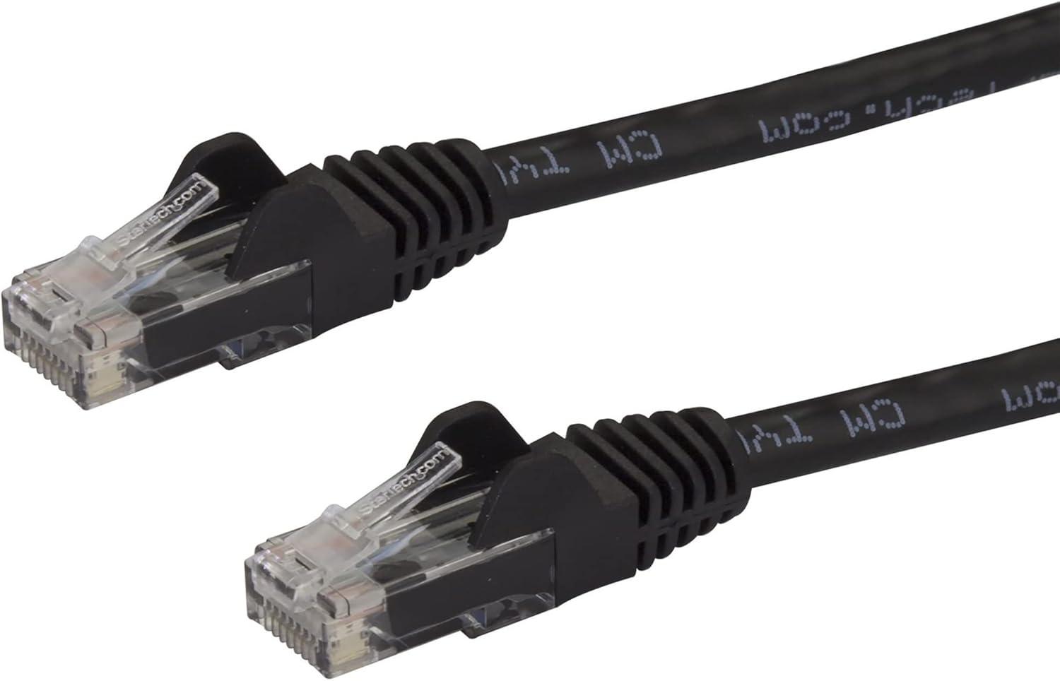imageStarTechcom 15ft CAT6 Ethernet Cable Black CAT 6 Gigabit Ethernet Wire 650MHz 100W PoE RJ45 UTP NetworkPatch Cord Snagless wStrain Relief Fluke TestedWiring is UL CertifiedTIA N6PATCH15BKBlack
