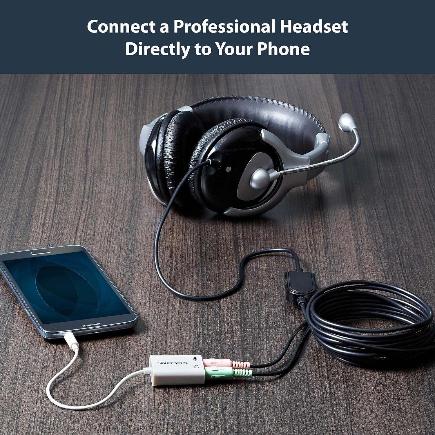imageStarTechcom 4 Position Microphone and Headphone Splitter 35 mm 4 Pin 4 Pole Mic and Audio Combo Splitter Cable MUYHSMFFADW White